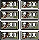 Linni's Vinyl Banners .300 Blackout Ammo Can Stickers | Patriotic USA | 8-Pack Ammo Can Decals Bullet Sticker 3 x 1 | 100% PVC - Waterproof, Non-Fade, UV Resistant