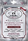 Cape Cod Polishing Cloths for Fine Metals | Jewelry Cleaner and Tarnish Remover | Silver Polishing to a Brilliant Shine | Foil Pack of (2) 4x6 Cloths