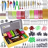 PLUSINNO Fishing Lures Baits Tackle Including Crankbaits, Spinnerbaits, Plastic Worms, Jigs, Topwater Lures , Tackle Box and More Fishing Gear Lures Kit Set, 102/302Pcs Fishing Lure Tackle